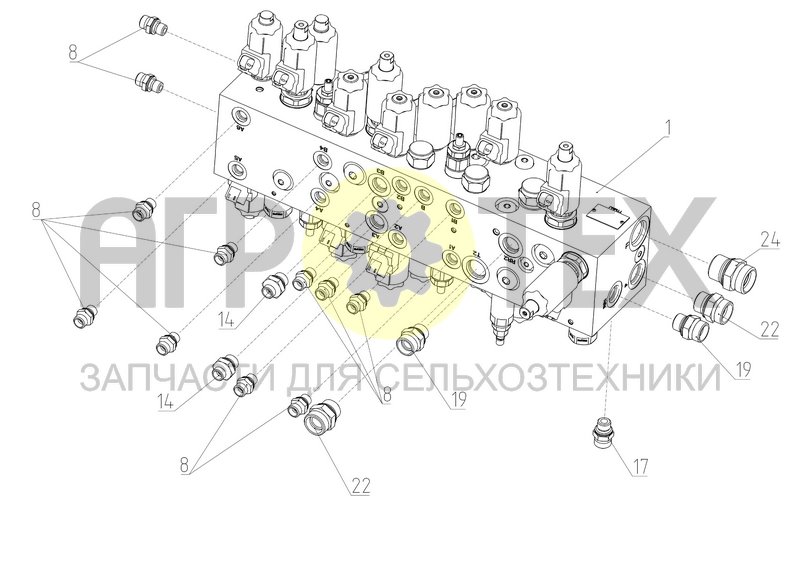 Блок гидравлический (2650.09.01.100) (№19 на схеме)